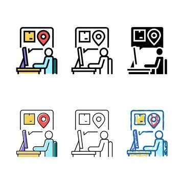 Manager checking designs order location color icon vector Stock Illustration