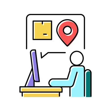 Manager checking order location color icon vector illustration Illustrazione stock