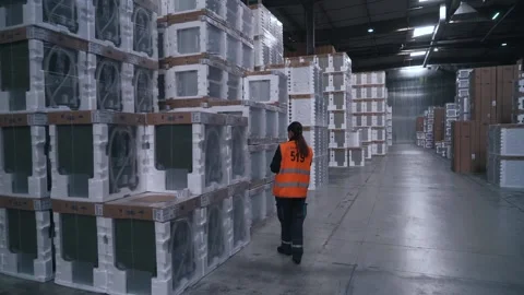 Manager checks goods in stock Stock Footage 131402266