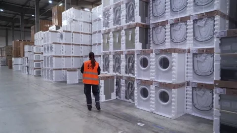 Manager checks goods in warehouse Stock Footage 131402296