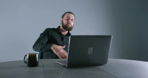 The manager communicates via video communication and reads rap Video stock 137720744