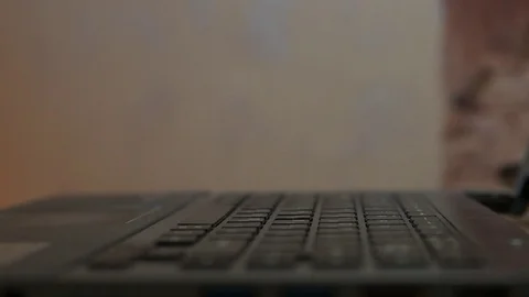 Manager at the computer. Businessman working with laptop. Typing on a keyboard Stock Footage 94250423
