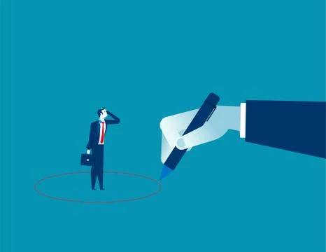 Manager drawing red circle around businessman Stock Illustration