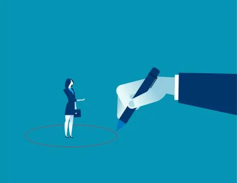 Manager drawing red circle around businesswoman Stock Illustration