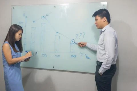 Manager explaining business plans to his employee Stock Photos
