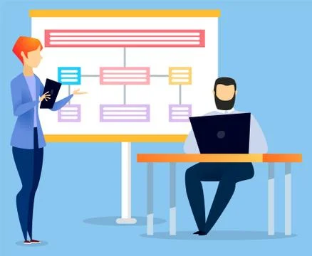 Manager Explaining Business Schema on Appointment Stock Illustration