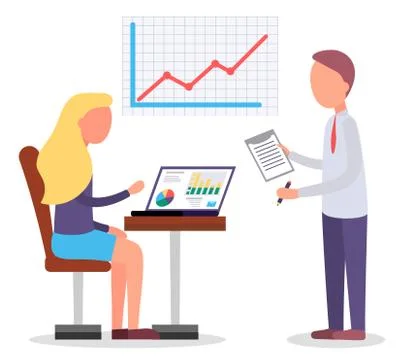 Manager Explaining Financial Schema on Appointment Stock Illustration