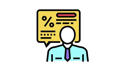 Manager explaining loan color icon animation Stock Footage 163705596