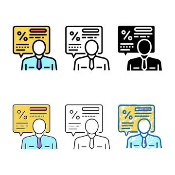Manager explaining loan color icon vector multipack Ilustración de archivo