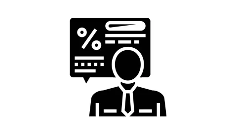 Manager explaining loan glyph icon animation Stock Footage 163731570