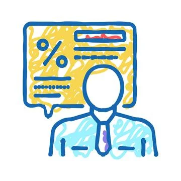 Manager explaining loan icon doodle illustration Stock Illustration