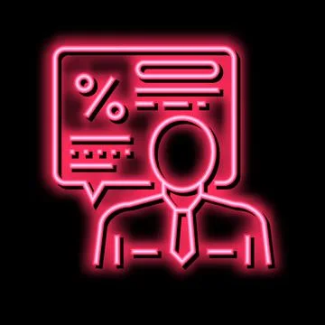 Manager explaining loan neon glow icon illustration Illustrazione stock