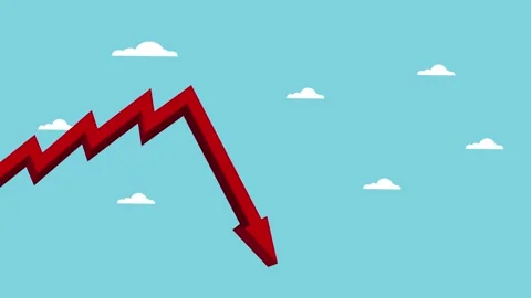 Manager fly with balloons to avoid declining arrow Video stock 136870430