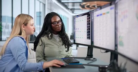 Manager Focused On Live Dashboard Checking Business Service Status Updates. Stock Photos