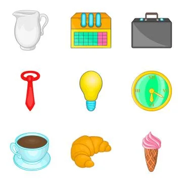 Manager free time icon set, cartoon style Illustrazione stock