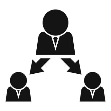 Manager giving instructions to two employees icon Stock Illustration