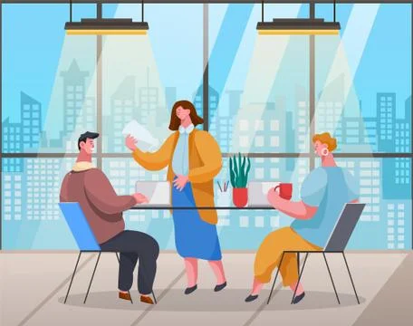 Manager Giving Tasks to Office Workers Vector 库存插图