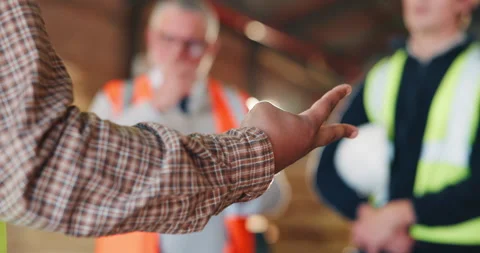Manager, hand and instructions in warehouse with team, explain logistics and Stock Footage 341388970