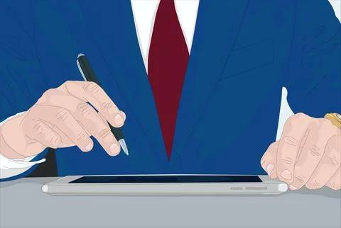 Manager hand using digital tablet computer. イラスト素材
