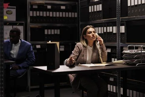 Manager having remote talk Foto stock