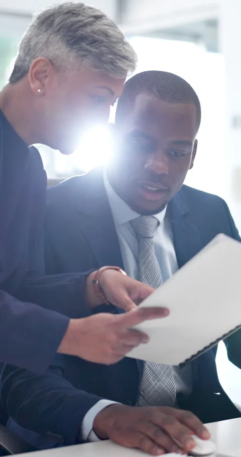 Manager, help and business people with document, team review or accounting Stock Footage 337535960