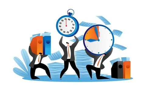 Manager hold deadline clock concept, vector illustration. Business people Stock-Illustration