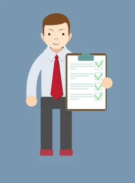 Manager holding the document approved, vector illustration Stock Illustration