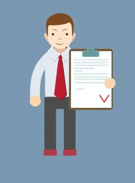 Manager holding the document approved, vector illustration Stock Illustration