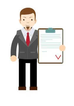 Manager holding the document approved, vector illustration Stock Illustration