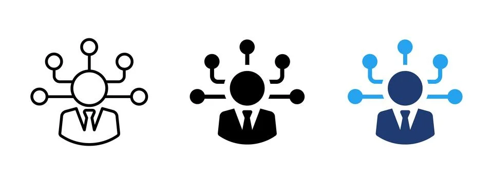 Manager icon with connected responsibility nodes. Symbol of delegation, tas.. 库存插图
