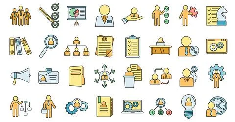 Manager icons set vector color 스톡 일러스트