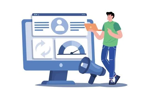 A Manager Improves Conversion Rate Optimization Stock Illustration