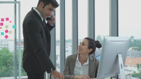 The manager inspected the secretary's work. Stock Footage 119217807