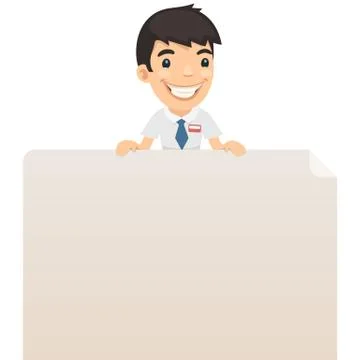 Manager looking at blank poster on top Stock Illustration