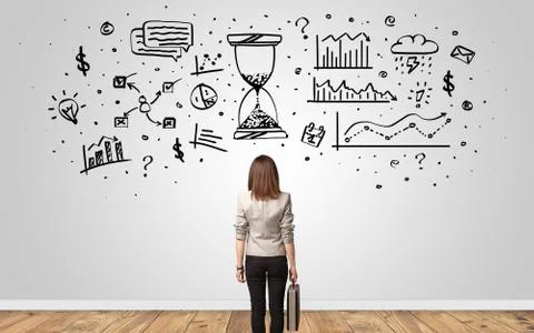 Manager looking to wall with overloaded brain concept Foto stock