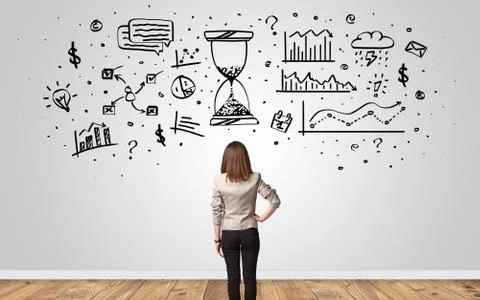 Manager looking to wall with overloaded brain concept Foto stock