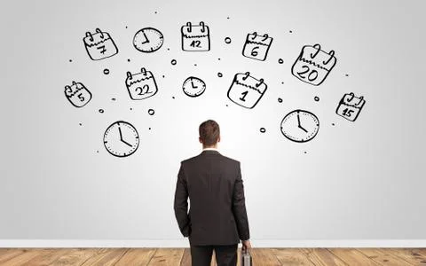 Manager looking to wall with overloaded brain concept Foto stock