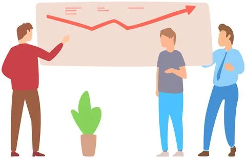 Manager makes a presentation of a statistical report. Analysis and planning Stock Illustration