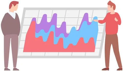 Manager makes a presentation of a statistical report. Analysis and planning Stock Illustration