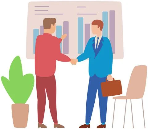 Manager makes a presentation of a statistical report. Analysis and planning Illustrazione stock