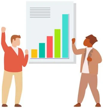 Manager makes a presentation of a statistical report. Analysis and planning Stock Illustration