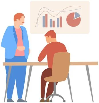 Manager makes a presentation of a statistical report. Analysis and planning Stock Illustration