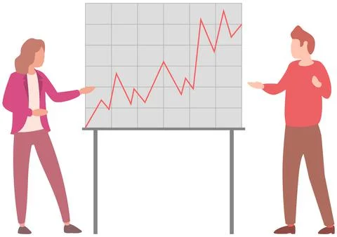 Manager makes a presentation of a statistical report. Analysis and planning Stock Illustration