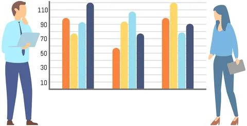 Manager makes a presentation of a statistical report. Analysis and planning Stock Illustration