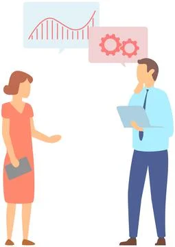 Manager makes a presentation of a statistical report. Analysis and planning Stock Illustration