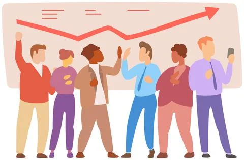 Manager makes a presentation of a statistical report. Analysis and planning Stock Illustration