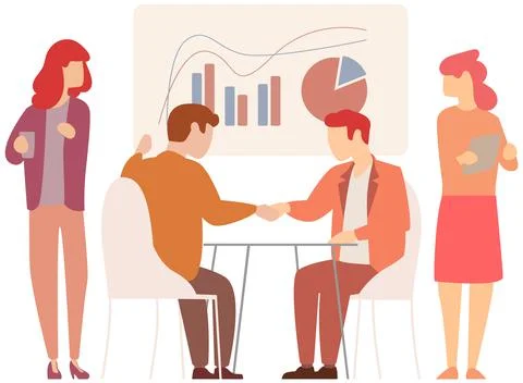 Manager makes a presentation of a statistical report. Analysis and planning Stock Illustration