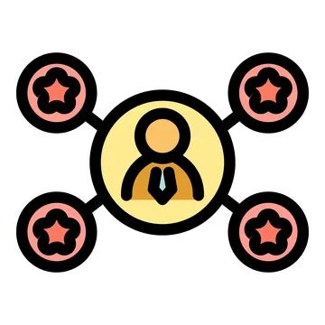 Manager managing four different business projects with stars representing s.. Stockillustratie