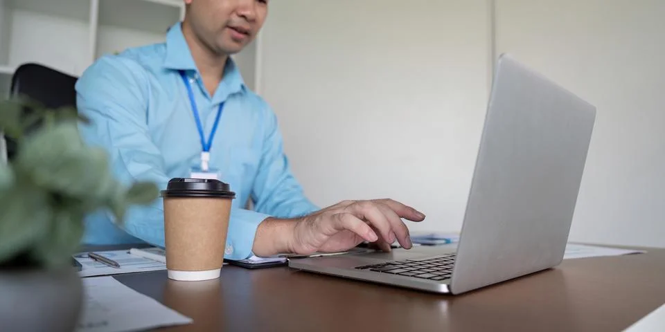 Manager Multitasking During Virtual Meeting Concept of Remote Work Efficiency Stock Photos