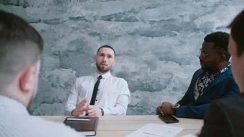 The manager offers new ways to develop the company Stock Footage 125635036